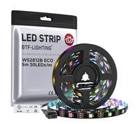 BTF-LIGHTING Ruban LED WS2812B RVB 5050 5M 30LED/m 5V Fils en alliage ECO | Bande LED 5M 150 Pixels PCB Noir adressable individuellement 10mm IP30 pour Cuisine Chambre TV projet DIY (Bande uniquement)
