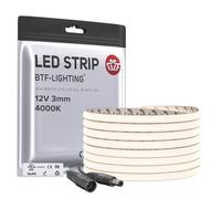 BTF-LIGHTING Ultra-Fin 3mm FCOB COB Bande LED Certifié CE 4000K Blanc Naturel 5M 12V 400LEDs/m CRI>90 Lumière Uniforme Ruban LED Pour Éclairage de Cuisine Sous Meuble, Chambre, Dressing, Étagèree