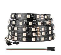 BTF-LIGHTING WS2814 IC RGBW RGB+Blanc chaud (similaire WS2812B) Bande LED adressable 5M 60LED/m 10Pixels/m 300LED 50pixels Flexible 4 Couleurs en 1 Dream Color IP30 DC24V Noir PCB Pour Salle de Fête