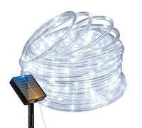 btfarm 10M 100 LED Guirlande Solaire Exterieur Jardin, Tubes Lumineux | IP65 Étanche Guirlande Lumineuse Exterieure Solaire, 8 Mode Guirlande Arbre pour Balcon Terrasse Noël Courf Deco, Blanc Froid