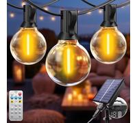 btfarm Guirlande Solaire Exterieur Avec Telecommande, 5+3M LED Guirlande Lumineuse Exterieure Solaire IP44 Étanche, 8 Modes Guirlande Guinguette Solaire pour Jardin Terrasse Cour Fête, Blanc Chaud