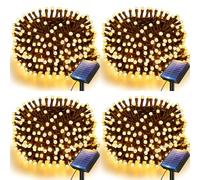 btfarm Lot de 4 Guirlande Solaire Exterieur Jardin, 6M Guirlande Lumineuse | 60 LED Petite Guirlande Solaire IP65 Étanche, 8 Modes Guirlande Arbre Extérieur pour Balcon Terrasse Courf Noël, Blanc Chaud