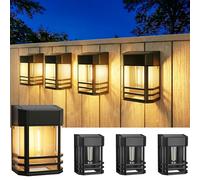 btfarm Lot de 4 Lampe Solaire Extérieur Rétro LED Lumière IP65 Étanche Applique Murale Décoration pour Jardin Façade Terrasse Clôture Balcon Cour Patio Blanc Chaud