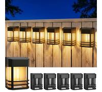 btfarm Lot de 6 Lampe Solaire Exterieur Rétro,LED Lumiere Solaire Exterieur IP65 Etanche Applique Murale Exterieur Solaire Décoration pour Jardin Facade Terrasse Clôture Balcon Cour Patio Blanc Chaud