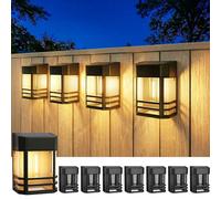 Btfarm Lot de 8 Lampe Solaire Extérieur Rétro, LED Lumière Solaire Extérieur IP65 Étanche Applique Murale Extérieur Solaire Décoration pour Jardin Facade Terrasse Clôture Balcon Cour Patio Blanc Chaud