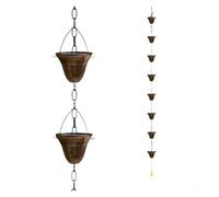 BTGYTTKL Chaine De Pluie Chaîne de Pluie en métal | Ensemble en métal de 5 tasses for affichage d’eau extérieur de porche(8 cups in red copper)