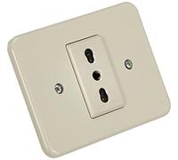 BTicino - 1115 N Socket Pin série de Dominos 2 pôles et Terre, 6 A, Ivoire