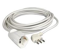 BTicino 2528/40 Rallonge électrique Domestique, câble H05VV-F 3 x 1,0 mm², 5 m de Long, avec fiche Grande 16A et Prise bivalente Schuko Standard Allemand, 3500 W, 250 V, Blanc