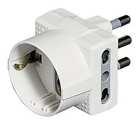 Bticino 2P S3611D Tris Adaptateur Fiche T 16 A + 1 Interrupteur de contournement allemand Blanc