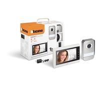 Bticino 317913 EASYKIT Essential VIDÉOPHONE MONOFAMILIAIRE Plug-in 2 Fils avec 1 Bouton extérieur, Sonnette et caméra, 1 Moniteur intérieur 7" Couleur Mains Libres