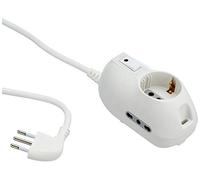 BTicino 3632DB à la Fois pour rallonge 1 mâle, 10 A Double Prise 10/16 A/1 Terminal 30 * Interrupteur de sécurité Automatique (Lumineux) - 3 m - Blanc