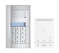 BTICINO, 364235 Kit d'interphone audio, 2 fils pour maison familiale avec station de porte audio SFERA Allmetal + code numérique/codelock, classe 100 A16E, alimentation
