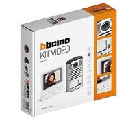 Bticino 364613 Kit vidéo monofamille 2 fils muraux, 1 bouton extérieur avec sonnette et caméra + 1 écran intérieur blanc 5" couleur avec mains libres, extensible pour jumelé