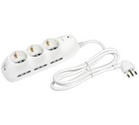 BTicino 3699DB, chausson multiprise compact, 9 emplacements, interrupteur, 6 prises 10/16 A à deux étapes et 3 prises P30, prise 10 A, puissance maximale 2500 W, 250 V efficacité énergétique blanc