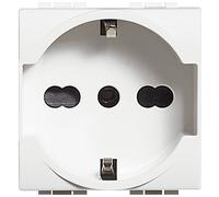 BTicino ASTN4140A16 Kit de 10 pièces, prise double face, norme allemande et italienne 2P+T 10/16, alvéoles protégées, série Living Light, 2 modules, couleur blanche
