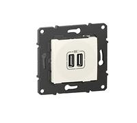 BTicino - Double chargeur USB Altège Type-A 2,4A - finition Neige