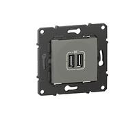 BTicino - Double chargeur USB Altège Type-A 2,4A - finition Nuage
