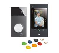 BTICINO Kit d'interphone vidéo connecté Classe 300 EOS WiFi avec Netatmo, prêt à installer, moniteur noir 2 fils et plaque de rue Linea noire, 363926
