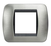 BTICINO L4802ACS - Live INT - PLACCA 2P ACCIAIO SPAZZOLATO