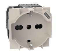 BTICINO Living Now, prise Schuko italienne P40 + chargeur USB type C, Quick Charge, prise électrique avec alvéoles protégées, compatible avec prises italiennes/Schuko, 2 modules, KM4140A16USB
