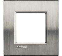 BTicino LNA4802ACS Plaque Livinglight Naturalia, 2 Modules, Acier Brossé