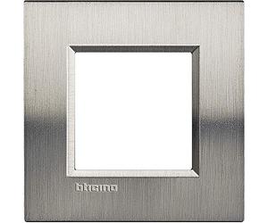 BTicino LNA4802ACS Plaque Livinglight Naturalia, 2 Modules, Acier Brossé