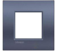 Bticino LNE4802BM Plaque Livinglight Air Boîtes D'installation, 2 Modules, Bleu Moon