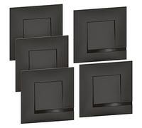 BTicino - Lot de 5 interrupteurs ou va-et-vient Altège 10AX 250V avec connexion à bornes automatiques - livrés complets avec plaques de finition noir Nuit et griffes de fixation pour rénovation