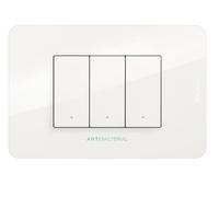 BTICINO MatixGO Plaque matériau technopolymère antibactérien antibactérien JA4803JAB Plaque MatixGO 3 modules