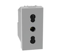 BTICINO MatixGO Prise de courant double pas standard italienne 1 module gris SJG4180F Prise 2P+T 16 A 250Vac, entraxe 19 mm et 26 mm
