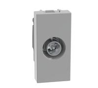 BTICINO MatixGO Prise TV 1 module Gris JG4202P10 Prise coaxiale passant terminal, atténuation 10 dB, pour systèmes d'antenne centralisés également téléalimentés