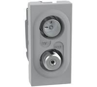 BTICINO MatixGO Prise TV 1 module Gris JG4214D Prise coaxiale directe démélangée pour systèmes d'antenne TV jetables, même téléalimentés