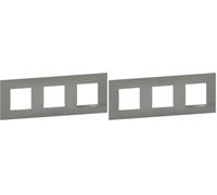 BTicino - Plaque Altège Collection Classico 3 postes finition Nuage - effet aluminium avec liseré effet aluminium (Lot de 2)