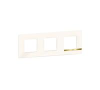 BTicino - Plaque Altège Collection Déco 3 postes finition Opale - blanc brillant avec liseré imitation or