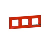 BTicino - Plaque Altège Collection Déco 3 postes finition Rubis - rouge brillant avec liseré effet aluminium