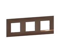 BTicino - Plaque Altège Collection Déco 3 postes finition Terre de sienne - marron avec liseré effet cuivre