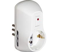 BTicino S3610DB Adaptateur Safe Prise Multiple 3 Places avec 1 Prise Schuko Standard Allemand, 2 Prises Bivalentes 10/16A et Interrupteur Automatique Lumineux de sécurité, Couleur Blanc