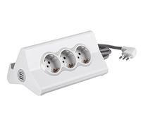 BTicino STARDESK Multiprise de Bureau avec 10 A, 3 Prises P30, 2 Prises USB, avec Interrupteur, Longueur du câble 2 mètres, Blanc, S3713DBU