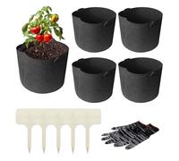 BTIUGYI Lot de 5 sacs de plantation de 40 l - Avec tapis de rempotage - En tissu non tissé - Avec poignées - 100 cm x 100 cm - Tapis de plantation pour pommes de terre, tomates et légumes