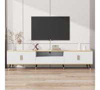 BTM Meuble TV Bas Moderne, Optique Marbre, Commode TV, 200x40x46cm - Adapté pour TV Jusqu’à 90 Pouces, Deux Portes, Un Tiroir