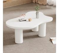 BTM Table Basse irrégulière en Forme de Nuage, 107 cm de Long, 66 cm de Large, 40,5 cm de Haut, Plateau en MDF et Pieds en PVC, avec Patin en Feutre