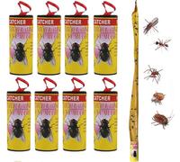 BTORER Lot de 8 rouleaux attrape-mouches, piège à mouches, ruban adhésif contre les insectes tels que les mouches, les moustiques et les mites, attrape-insectes pour l'intérieur et l'extérieur (8)