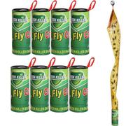 BTORER Lot de 8 rouleaux de papier attrape-insectes à suspendre pour intérieur et extérieur, piège à moucherons pour maison, jardin, taureau, stable, pâturage
