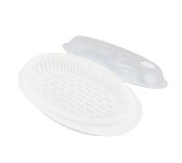 BTOSEP Assiette à poisson cuite à la vapeur avec couvercle PP de qualité supérieure à conduction rapide de la chaleur pour la cuisine à la maison, 32,7 x 18,6 x 9,5 cm, 1 lot