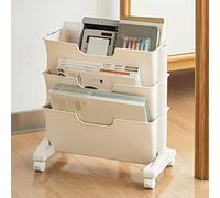BTOSEP Bibliothèque mobile blanche 3 étages grande capacité pour bureau d'étude avec roues verrouillables Matériau plastique