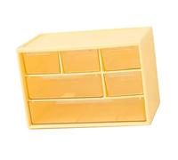 BTOSEP Boîte de rangement de tiroir de bureau à 3 couches, organiseur compact pour bijoux, accessoires de beauté, 11 x 17,5 x 9,5 cm (jaune)