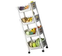 BTOSEP Étagère de cuisine à plusieurs niveaux, chariot mobile multifonction pour organiser les fruits, les légumes et les jouets, plastique, 1 unité (beige)