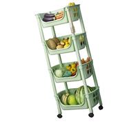 BTOSEP Étagère de cuisine à plusieurs niveaux, chariot mobile multifonction pour organiser les fruits, les légumes et les jouets, plastique, 1 unité (vert)