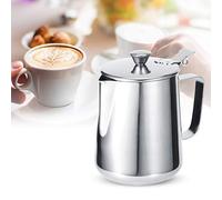 BTOSEP Gobelet mousseur à lait en acier inoxydable, design durable pour les amateurs de café à la maison, capacité de 600 ml, argenté (600 ml)