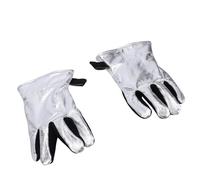 BTOSEP Paire de gants de soudure en cuir résistants à la chaleur et ignifuges pour barbecue, extérieur, camping, argenté et noir